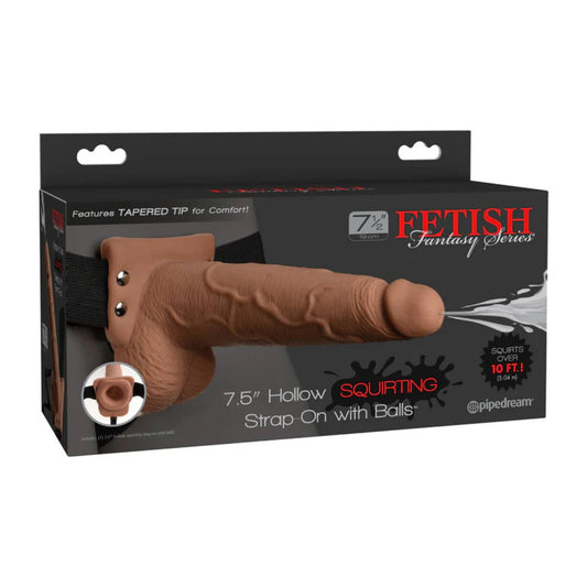 Dildo con correa Squirting Hollow Strap-On Tan 21 cm