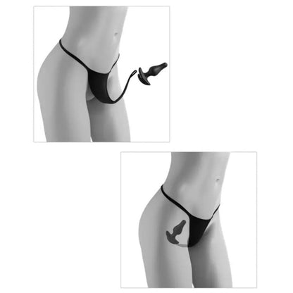 Hookup Panties Crotchless Secret Pearl Black XL-XXL