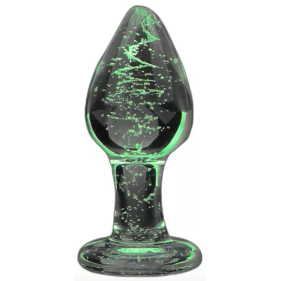 Large fluorescent glass anal plug