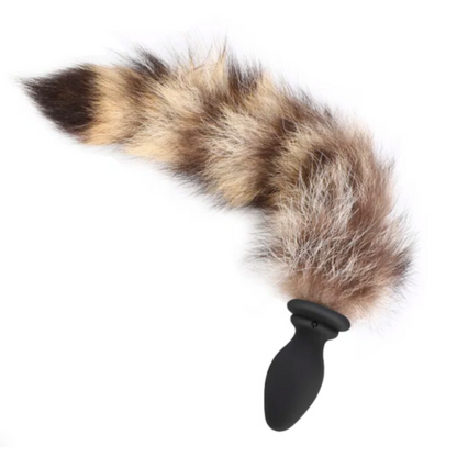 Brown fox tail vibrating anal plug with remote control