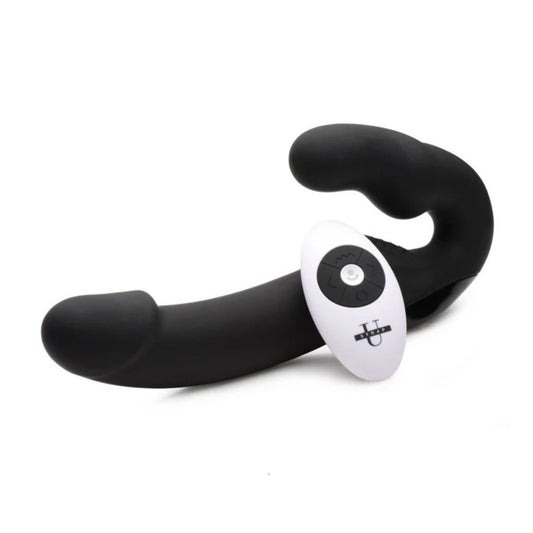 Comprar dildo doble sin correas - Strapless Strap On con control remoto U-Strap Urge Black XR Brands en México Envío Gratis